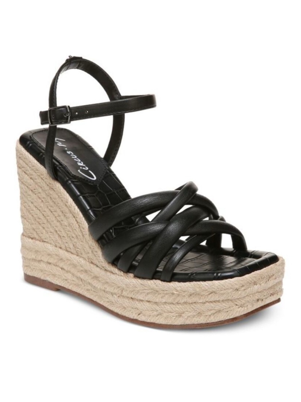New Circus NY Irene Espadrille Platform Wedge Sandals Women's Black Size 8.5M